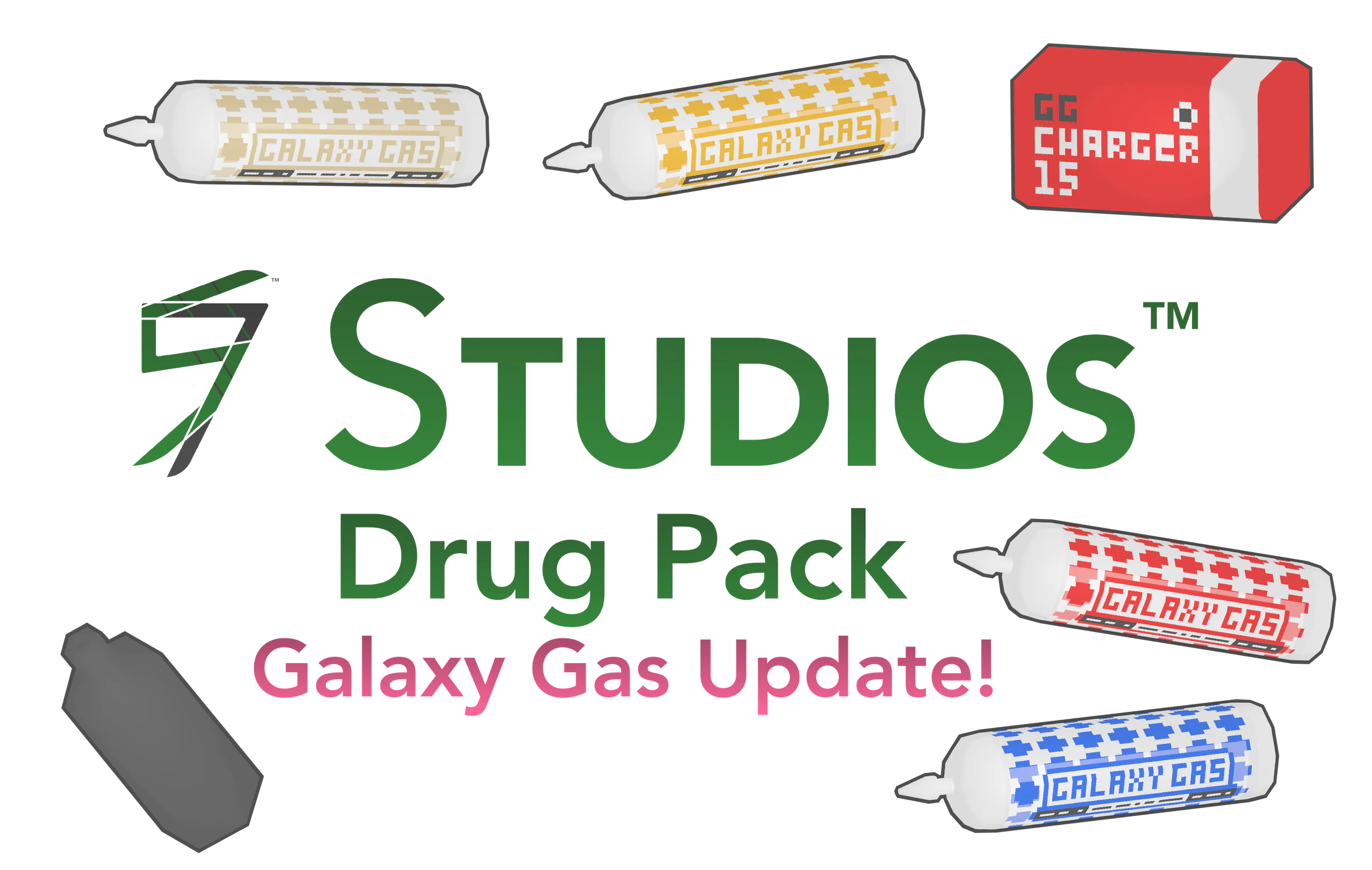 Drug Pack Galaxy Gas Update banner: the new gas chargers and cartridges