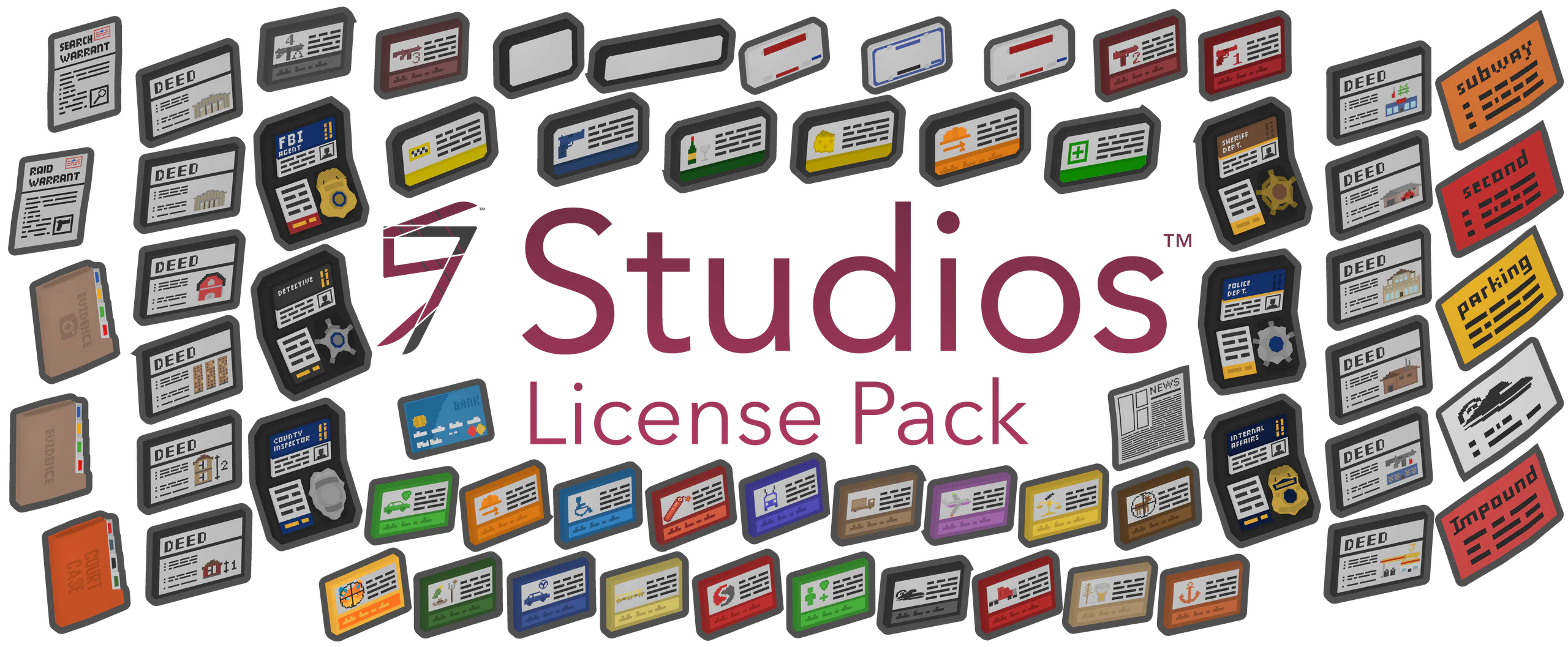 License Pack banner: bank cards, deeds, plates and permits