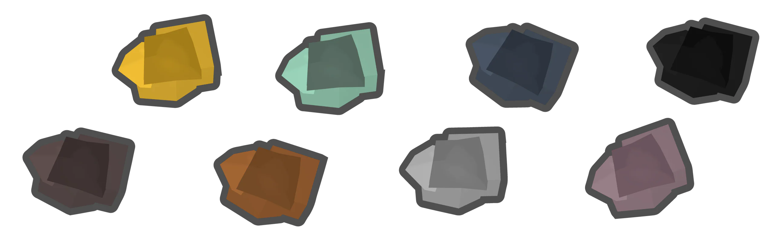 Mining Pack banner: the eight ore variants on black