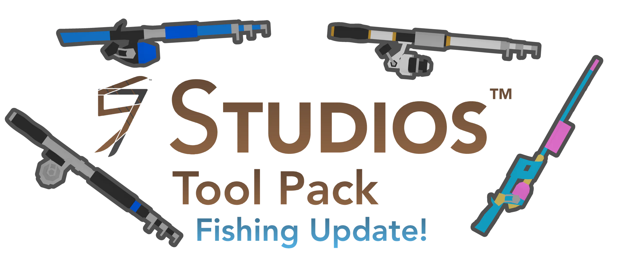 Tool Pack Fishing Update banner: the four caster rods